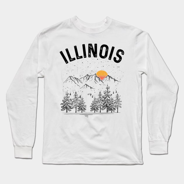 Illinois State Vintage Retro Long Sleeve T-Shirt by DanYoungOfficial